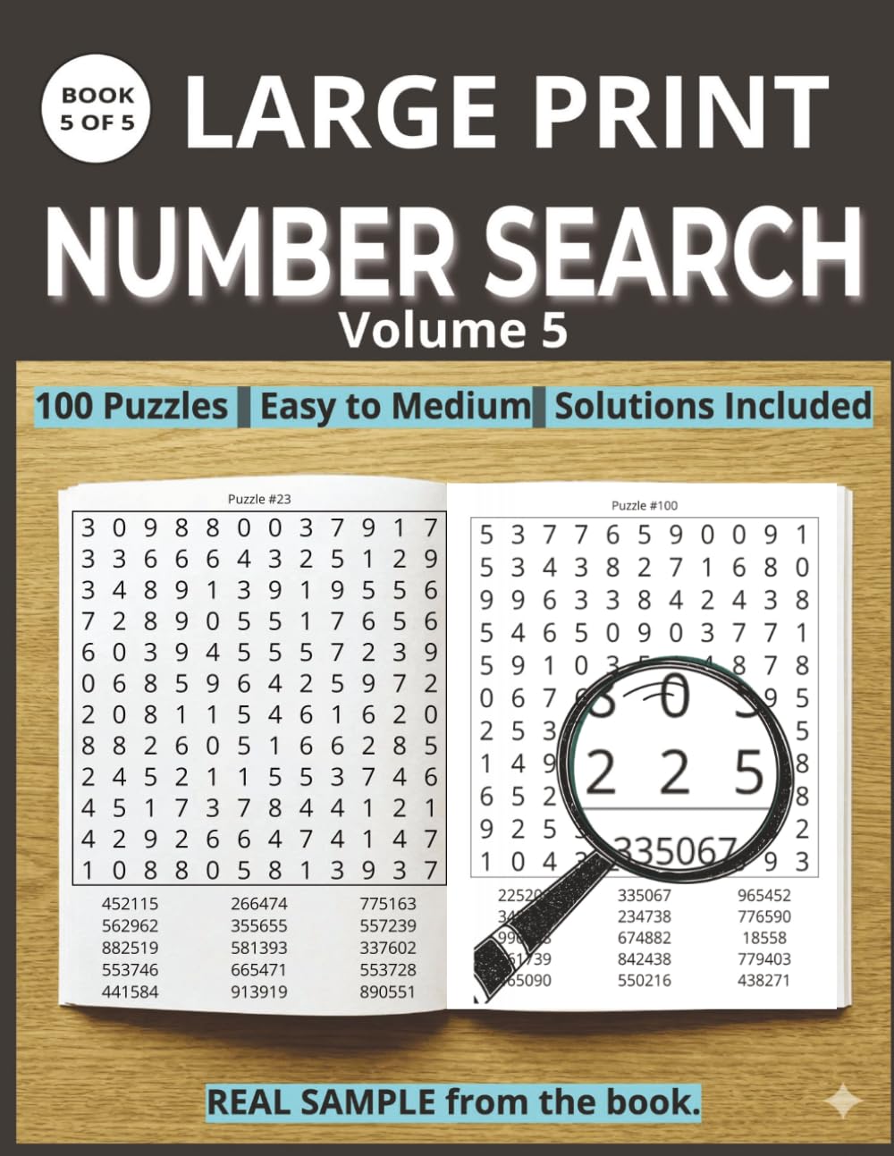 NUMBER SEARCH PUZZLE BOOK VOLUME 5: The Large Print Collection: 100 Clear-Grid Number Search Puzzles for Seniors & Low Vision (Number Search Series Large Print)