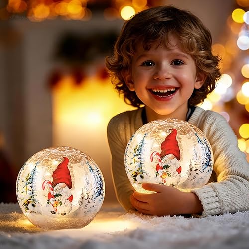 Miniatura 5 de Decoraciones de Navidad para interiores, lámpara de cristal de muñeco de nieve con forma de muñeco de nieve, luces LED de bola agrietada, funciona