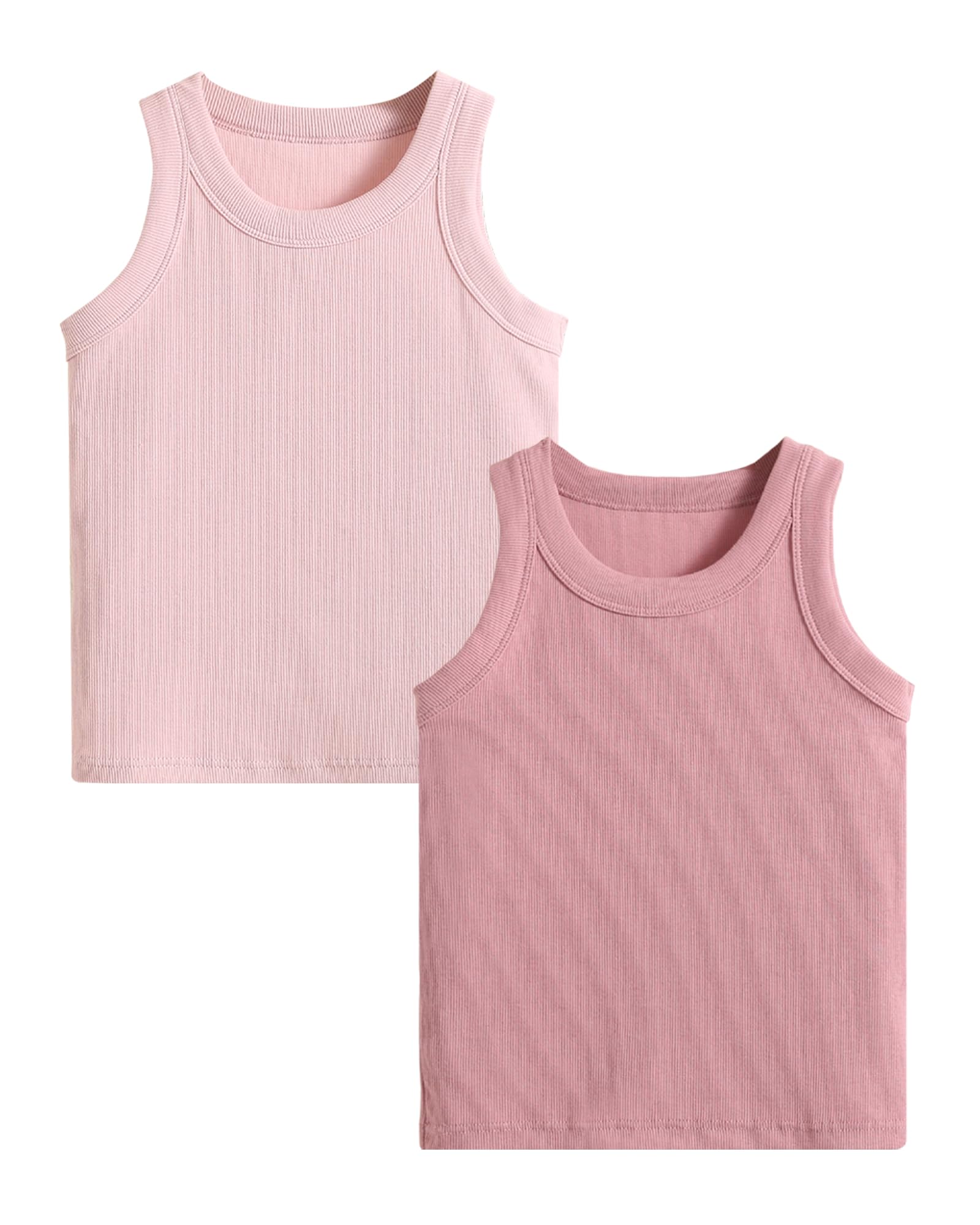 FEOYA Lot de 2 Débardeurs Fille Coton A Haut sans Manches Élastique Confortable Camisole Fille sous-Vêtement Tank Top Basique Sport Été pour Enfant 2-14 Ans