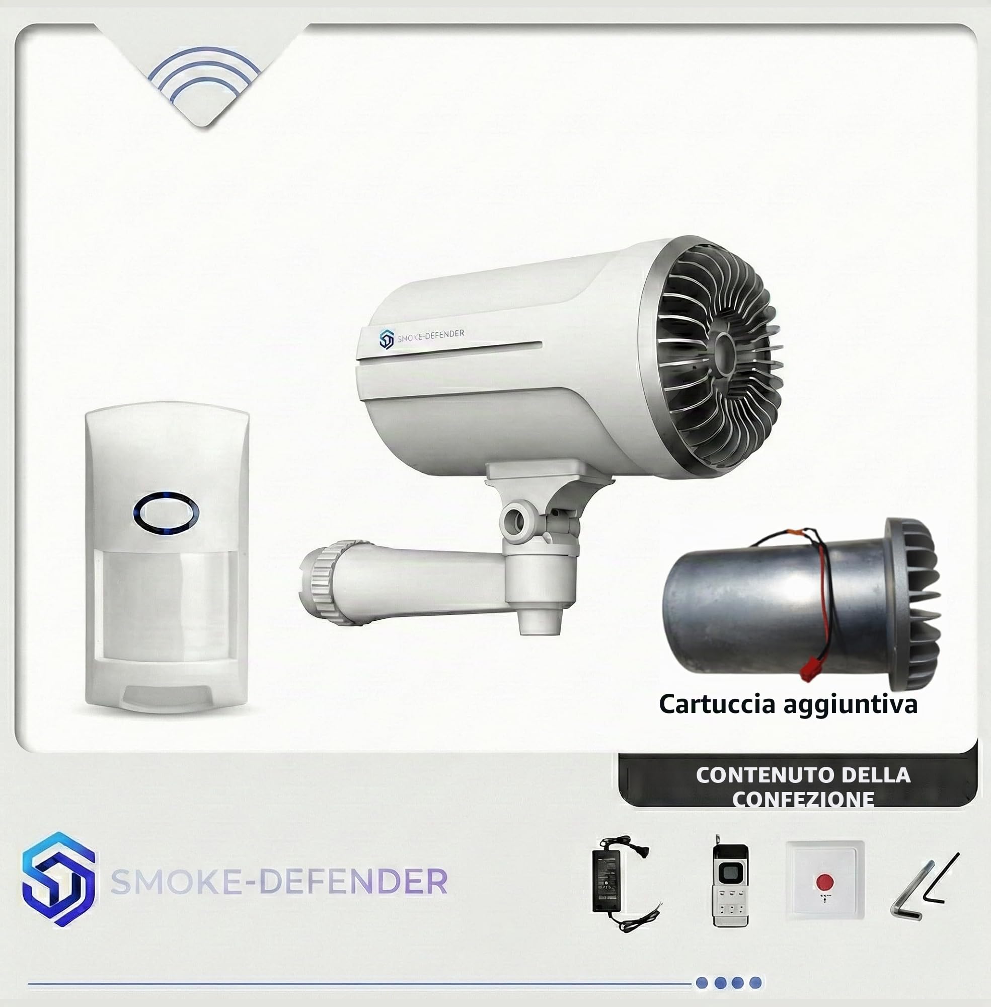 Generatore di Nebbia Anti-furto sicurezza Anti-intrusione SENZA ABBONAMENTO, Compatibile SmartLife/Tuya, Diffusione Rapida per Casa e Negozio, fino a 100 m³.