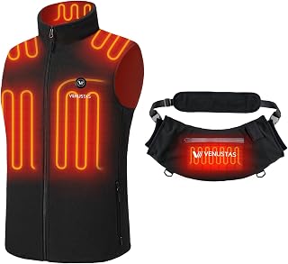 Venustas Men's Fleece Heated Vest + Venustas Heated Hand Warmer Pouch, up to 15-Hour Runtime