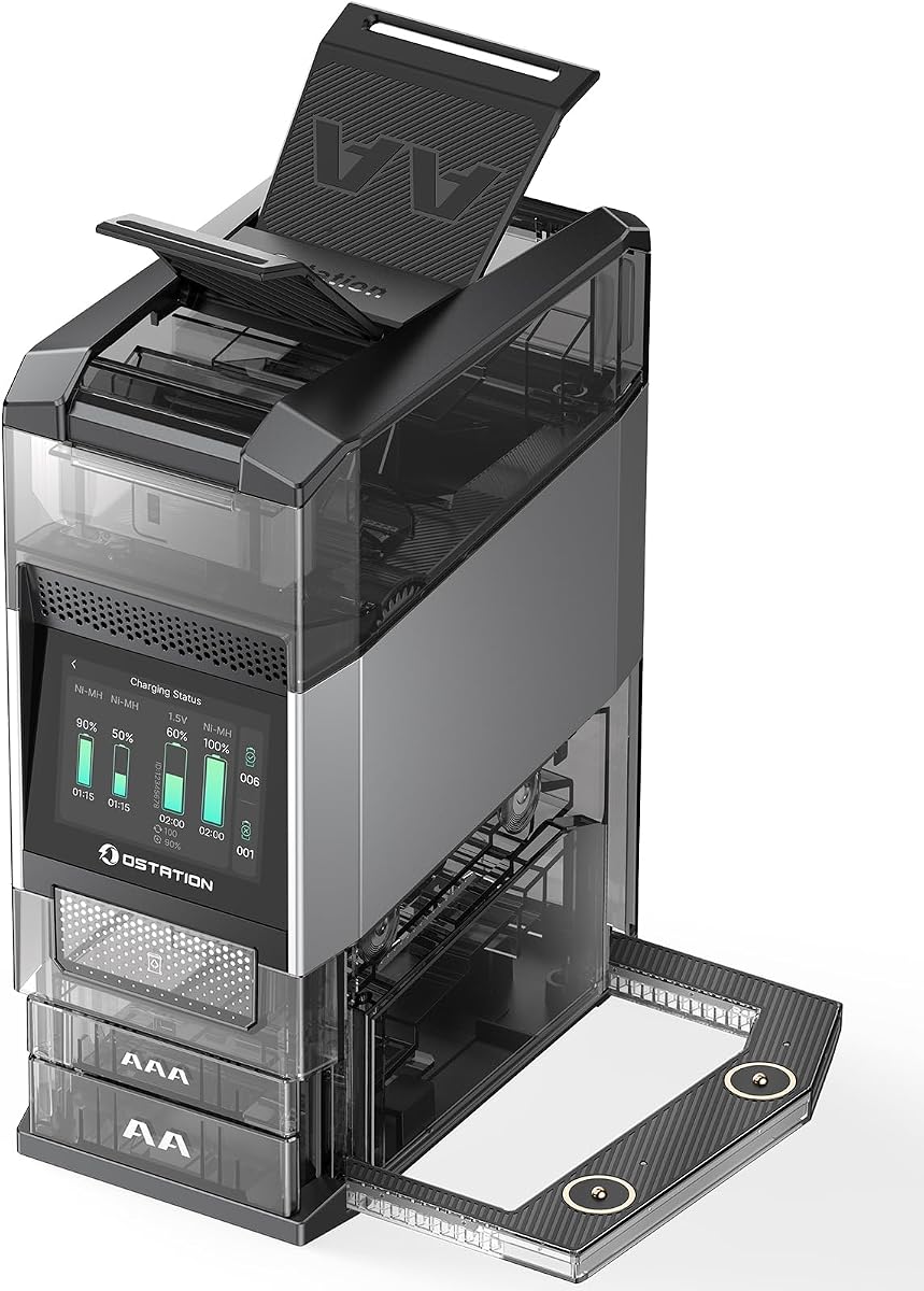 Ostation 2 Pro AA AAA Battery Charging Station for NiMH Lithium Batteries | Polarity-Free, Auto Sorts & Stores 24 Batteries, 3 in 1 Smart Charger Organizer Tester for Gamers, Cameras & Smart Homes