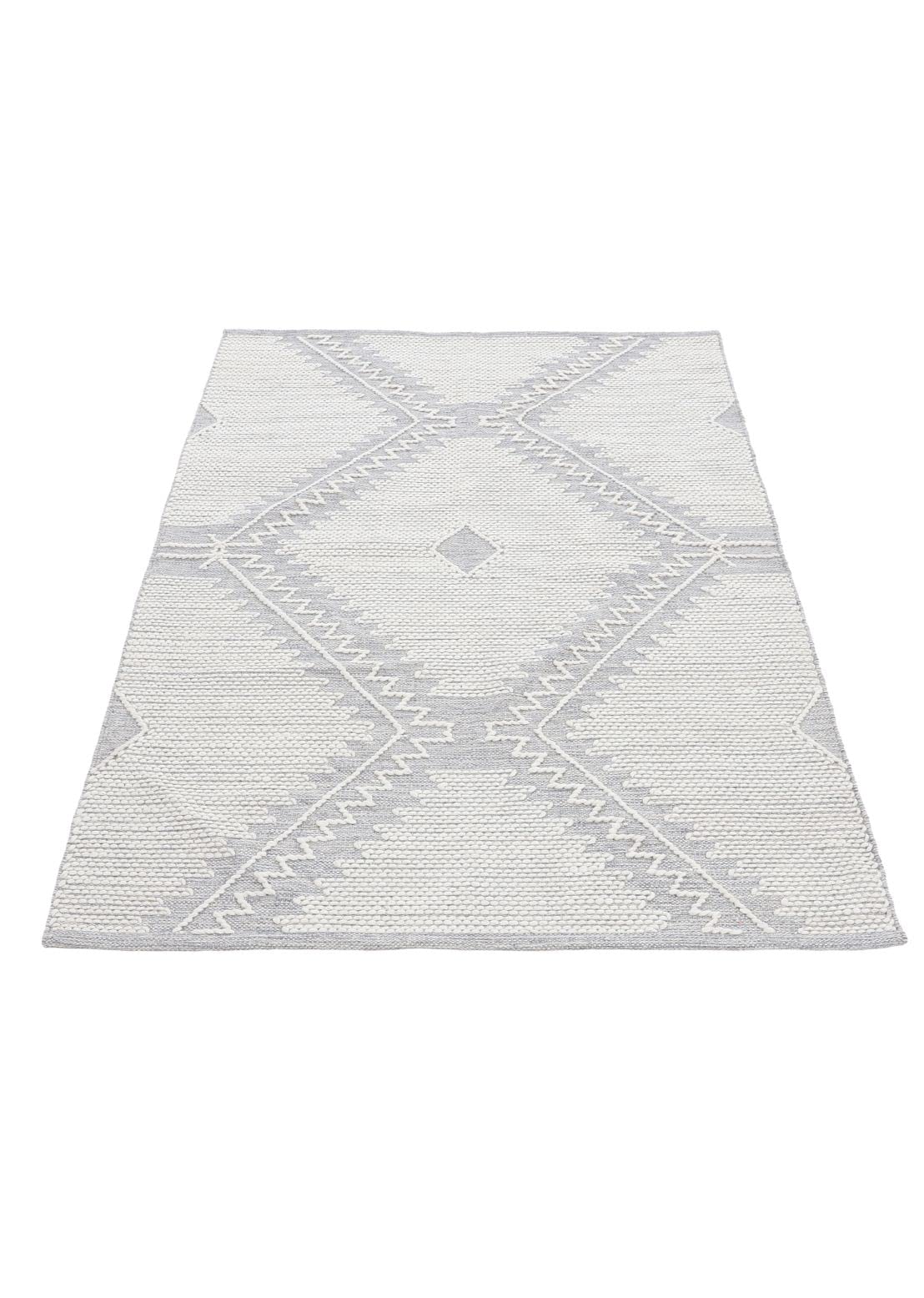 carpetfine Baumwollteppich Kelim Durry robuster Flachgewebe-Teppich Grau 80x150 cm für Wohnzimmer, Schlafzimmer & Kinderzimmer
