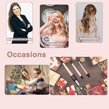 JAETON Hair Curling Wand Iron Conical Curling Iron Set Interchangeable Ceramic Barrel Hair Curler Set for Short & Long Hair (Small, 3 Tubes)
