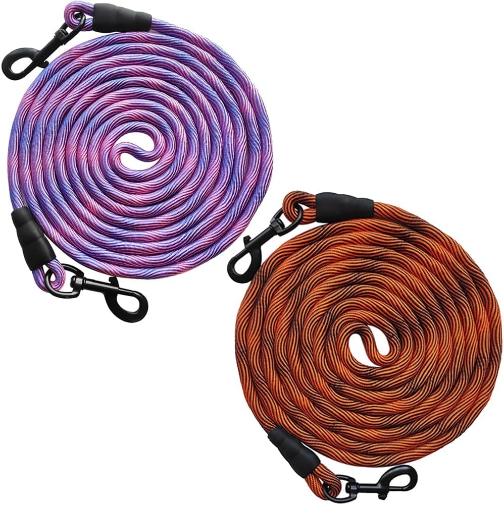BTINESFUL 20FT Dog Tie Out Rope for Medium Large Dogs (Pinkblue + Orange)