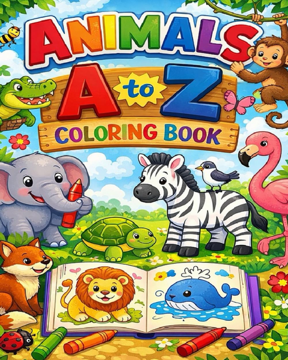 Animals A to Z Coloring Book: Alphabet Animal Coloring Pages for Kids Ages 3–6 | Learn Letters A–Z, Phonics & Early Learning Fun (Bob Calvin Early Learning Coloring Books)