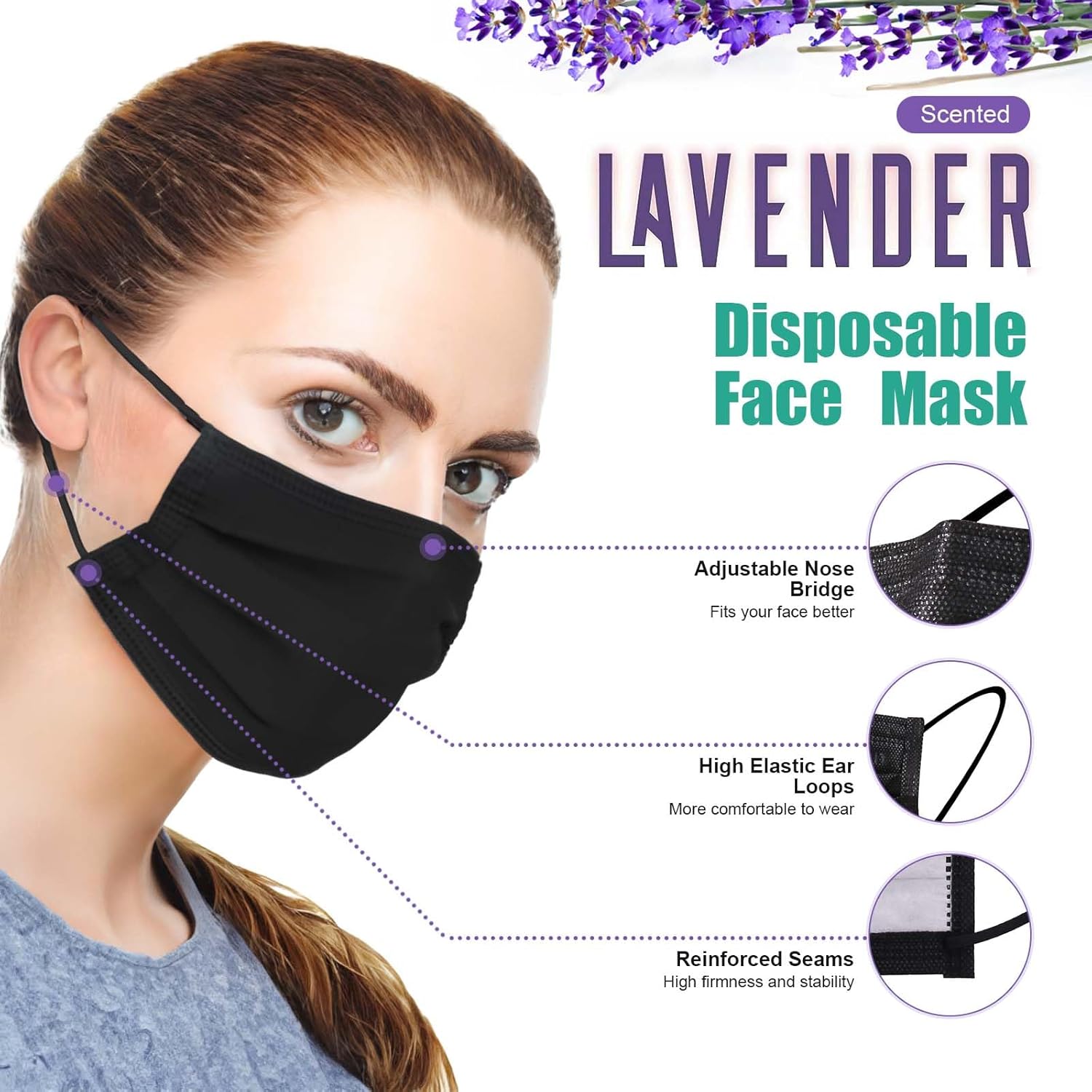 Advanced Tigris Level 3 Lightly Lavender Scented Face Mask 4.0G 3Ply Breathable Individually Wrapped Indoor Outdoor Use