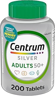 Centrum Multivitamínico plateado para adultos mayores de 50 años, sin gluten, sin OMG, apoya la memoria y la cognición