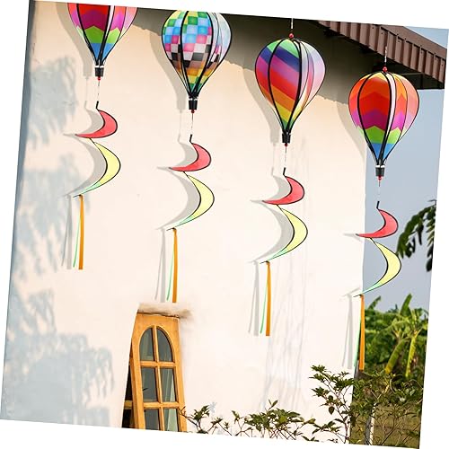 Miniatura 9 de Hemoton 3 piezas de globos de aire caliente arco iris, hilandero de viento, tira de viento colorida hilandera, tienda de campaña, accesorios de cola