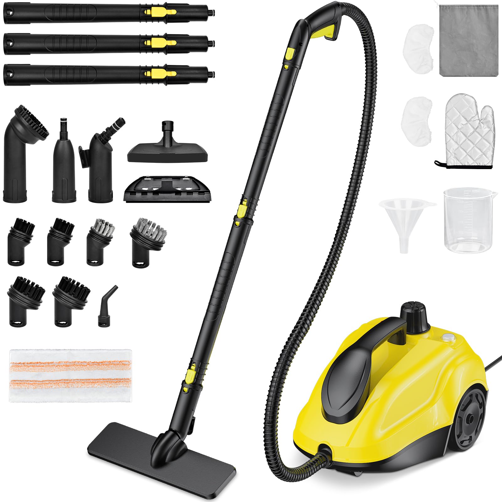 Dampfreiniger Handgerät Dampfdruck: 5 Bar,Leistung: 2000 W,Tank: Max 2 L mit 23 Zubehörteile Dampfreiniger für Boden,Polstermöbel,Auto,Teppich,Sofa,Bad Steam Cleaner