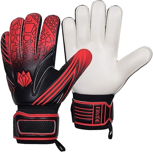 FitsT4 - Guantes de portero para jóvenes guantes de fútbol de agarre fuerte con doble protección de muñeca y antideslizantes resistentes al desgaste
