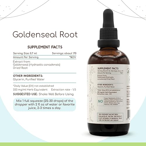 Miniatura 2 de Goldenseal Root B120 - Tintura de extracto de hierbas sin alcohol superconcentrado de cultivo responsable orgánico Goldenseal Hydrastis Canadensis 4