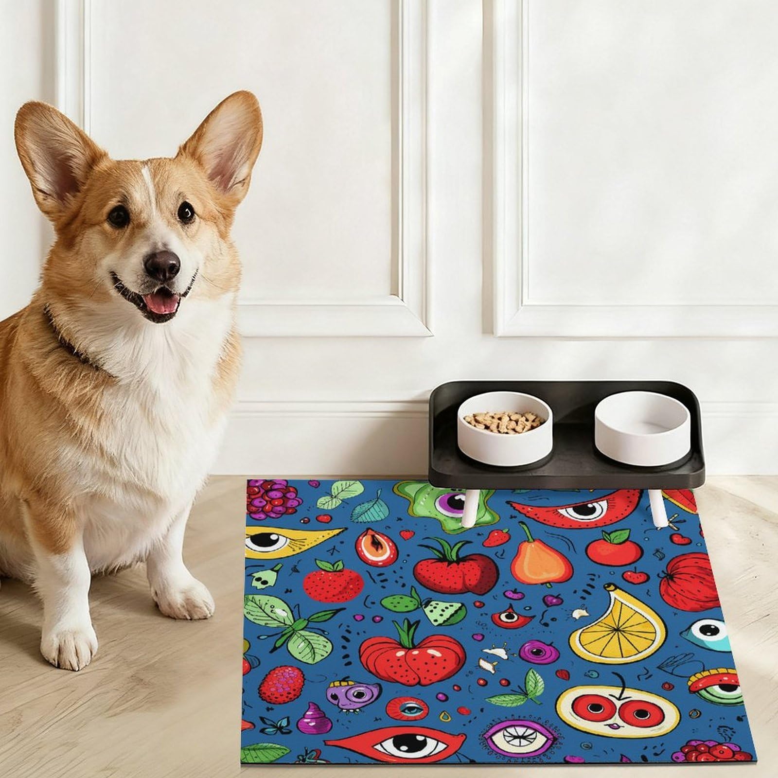 Shining Eyes Tapis de nourriture pour chat – Tapis d'alimentation antidérapant pour chien facile à nettoyer pour la nourriture et l'eau, tapis de gamelle pour chien et chat, 61 x 81,3 cm