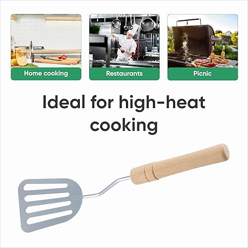 Miniatura 5 de Espátula ranurada de acero inoxidable para sartén apta para lavavajillas, espátulas de metal para cocinar espátulas de cocina