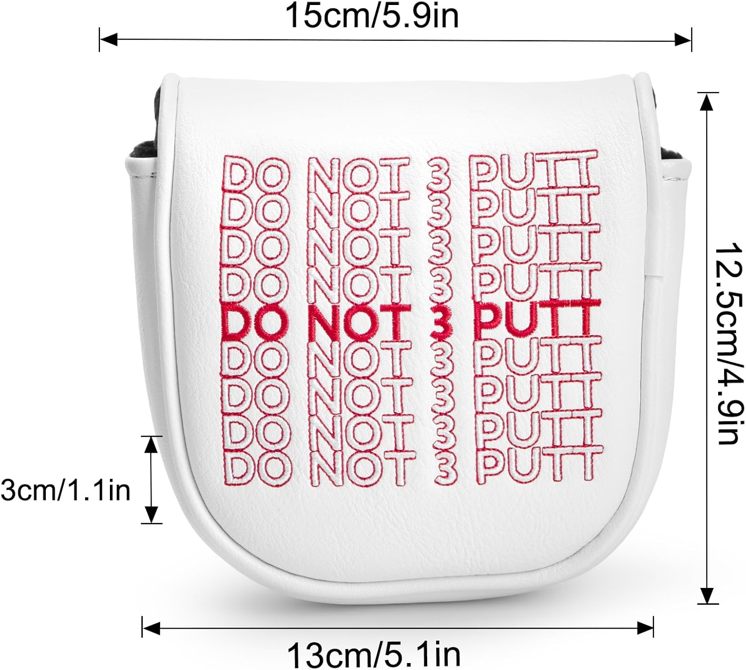 Golf Mallet Putter Cover Golf Headcover, Magnetic Closure Premium Leather Do Not 3Putt Golf Head Covers Fits Golf DF3 Putter Poker Ace Mallet Putter Headcover