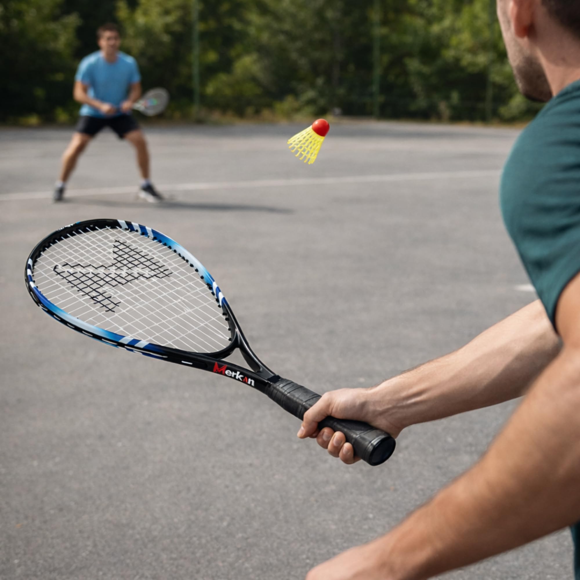 Speed-Badminton Set, 2 handliche Aluminiumschläger, Länge 58,9 cm, ideal geeignet für stabiles und schnelles Spielen, hochwertige Tasche (MSP-001)