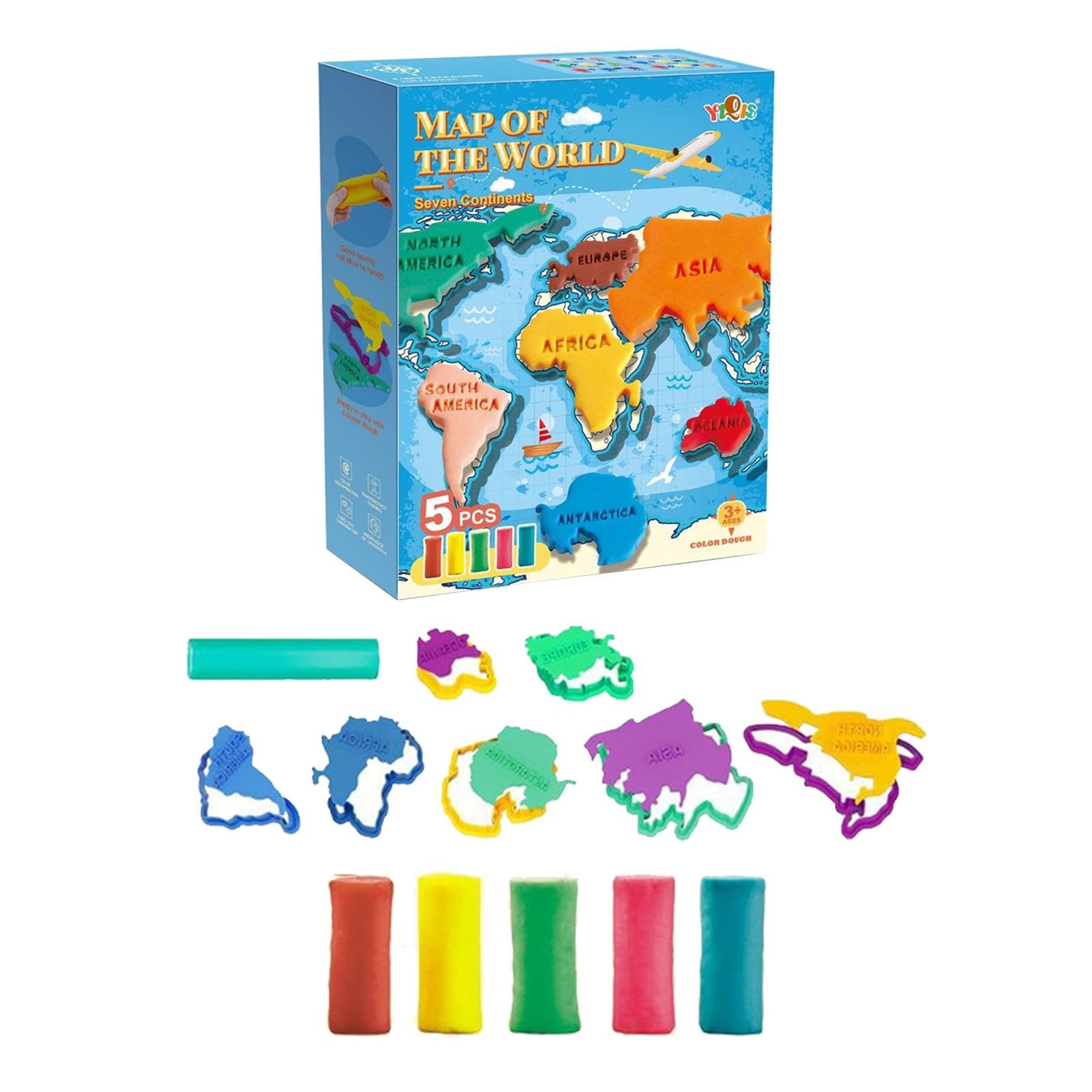Arcilla para modelar que se seca al aire: divertido juego de arcilla playdo, proyectos creativos de arcilla de colores | Juguetes de plastilina Space Planet World Map Dinosaur Stone Caja pequeña, ide