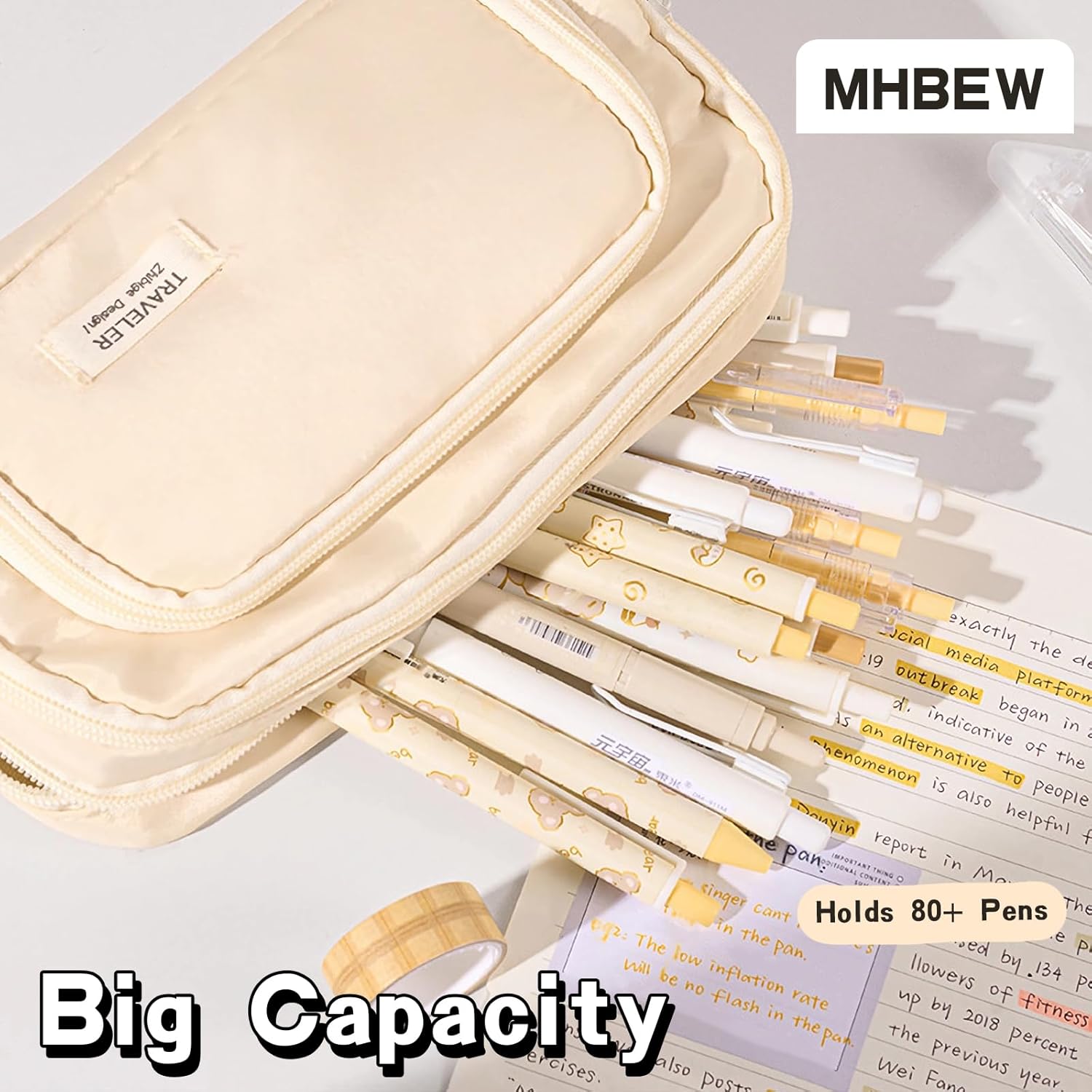 Large Capacity Pencil Case, Spacious Three-Ply Stylish Zipper Closure Pencil Pouch for Teens Girls Boys Kids Adults Ideal Office School Stationery Supplies for Students image 4 of 6 B0DC5X84WS