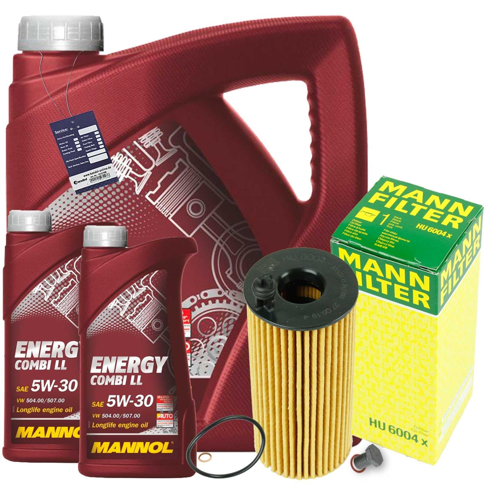 Mann Ölfilter | Hu 6004 X+7L Mannol Combi LL 5w30 passend für 1 F20 F21 3 E90 F30 5 F10 X1 E84 X3 F25 X4 F26 X5