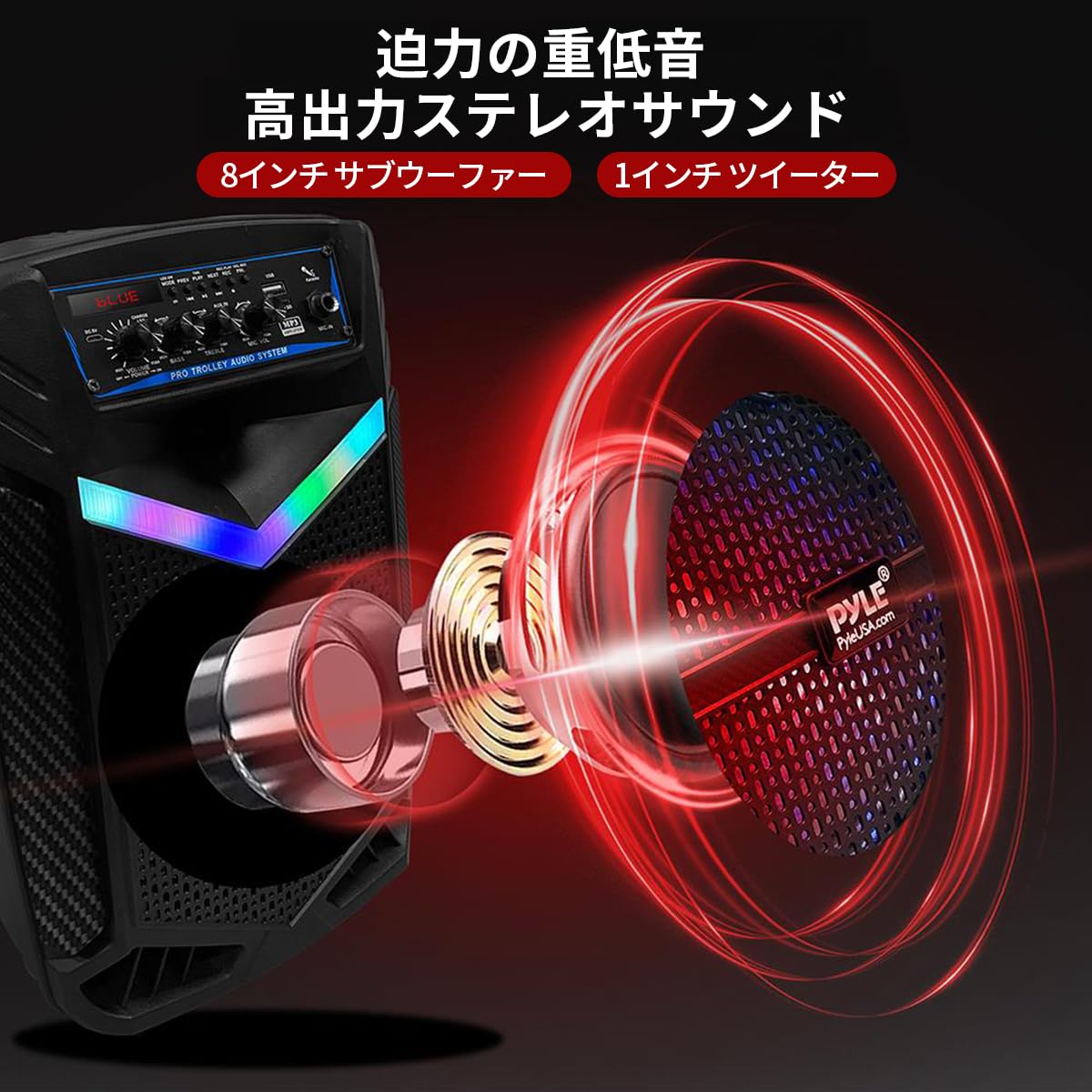 Amazon.co.jp: Pyle Bluetooth スピーカー 大音量 ポータブル PA