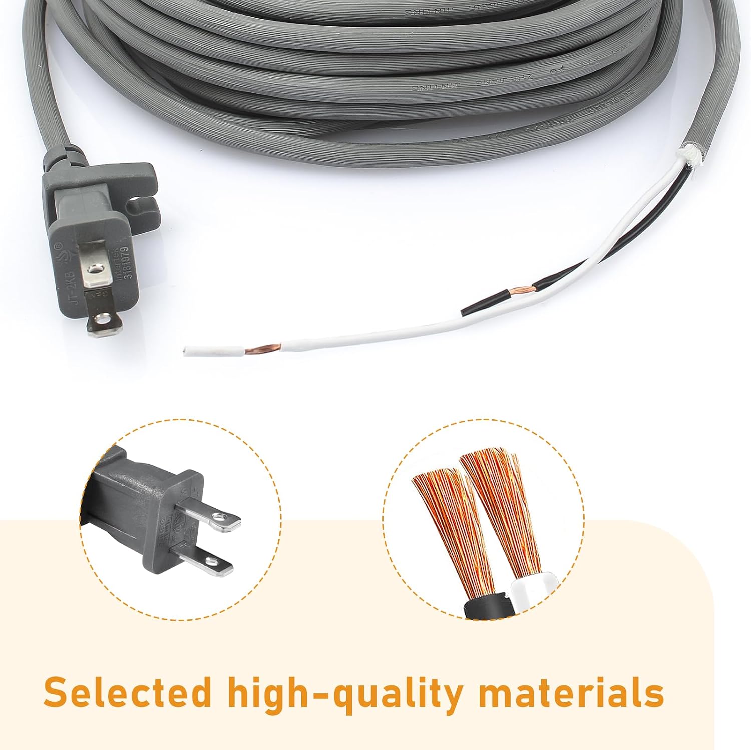 36ft Power Supply Cord for Hoover All Upright Corded Vacuum Cleaner, Replace H71300, UH74220PC, UH30651, CH53010 and Other Model Power Cords. Voltage 120V, Input Current 15A, Wattage 1800W