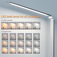 Vista 2 de Dott Arts Lámpara de escritorio LED con puertos USB, lámparas de escritorio táctiles para oficina en casa con 5 modos de color, 3 luces