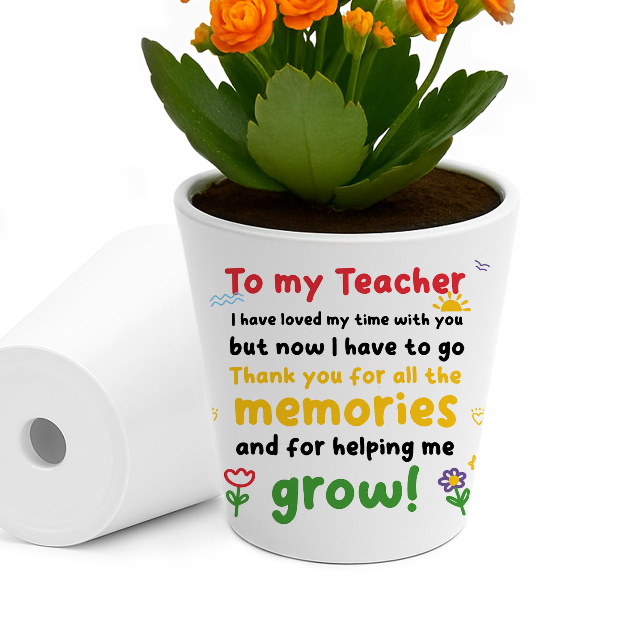 Red Ocean Teacher Gifts 10cm x 9cm Plant Pot Gifts for Teacher Leaving Gift for Women Thank You Best Gift Nursery Appreciation