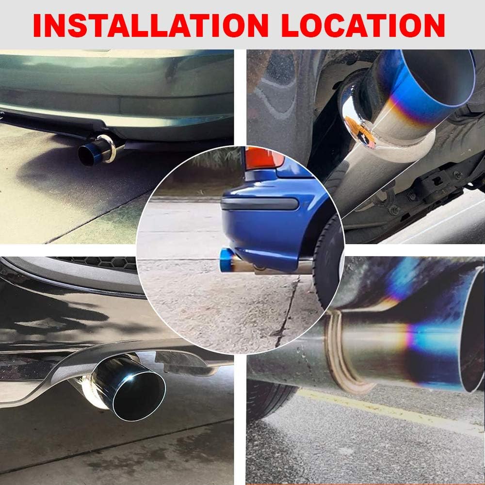 SPELAB Exhaust Muffler 2.5" Inlet 4" Outlet Stainless Steel Car Muffler Exhaust Tip N1 Burnt Universal