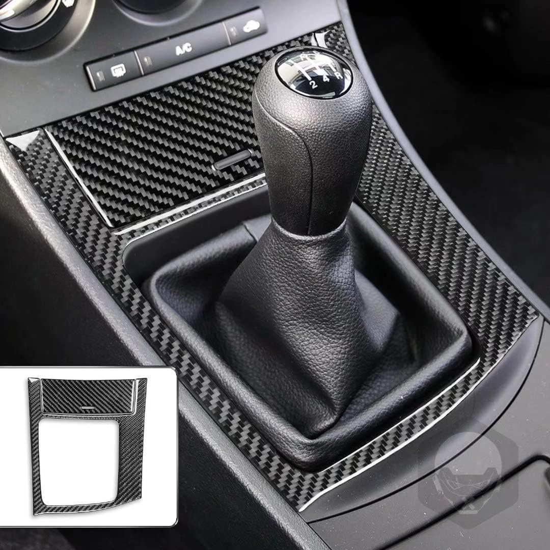 Carbon Fiber Car Interior Accessories Central Control MT Gear Shift Surround Frame Cover Trim for Mazda 3 Axela 2010-2013 Mazdaspeed 3 Manual Transmission (Style A)