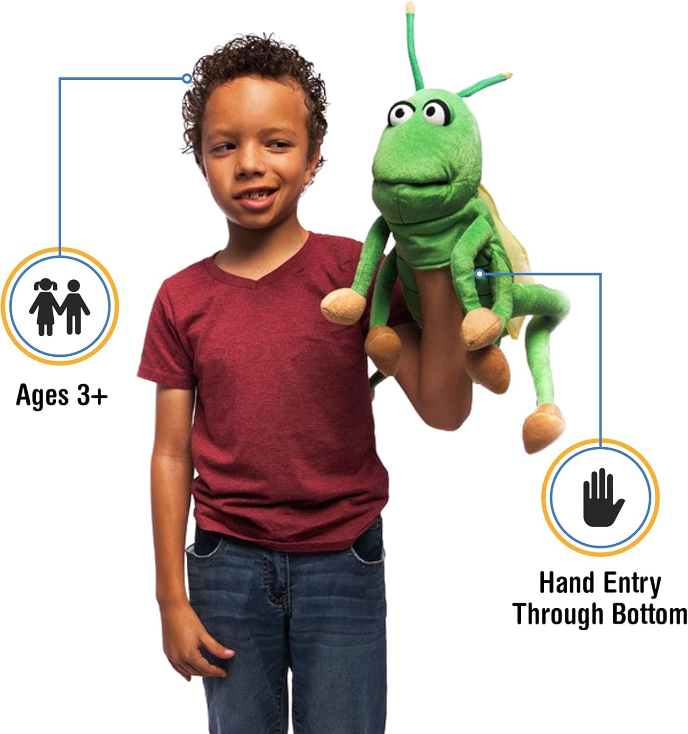 15" Silly Grasshopper, Animal Hand Puppet