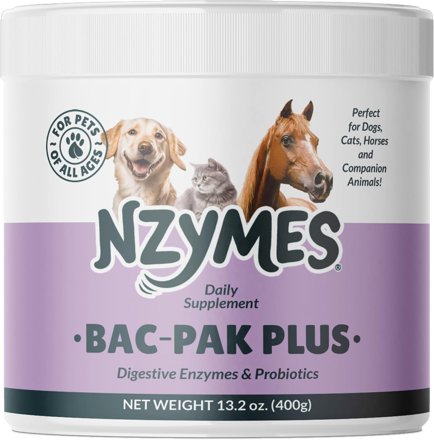 Nzymes® Bac-Pak Plus 400 Grams Digestive Enzymes and Probiotics for Digestion, Loose Stools, Diarrhea, Constipation, Improved Nutrient Uptake - Made in The USA