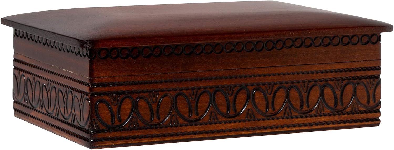 Artisan Owl Polish Handmade Large Elegant Slightly Rounded 9" Wooden Box for Keepsakes, Love Letters, Jewelry, and Specialty Items