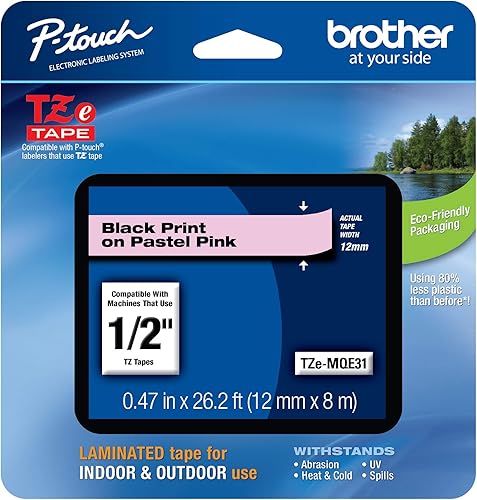 Miniatura 177 de Brother - Cinta de etiquetas laminadas P-touch M31, prémium, 0.47 pulgadas de ancho x 26.2 pies de largo, negra sobre transparente mate Negro sobre