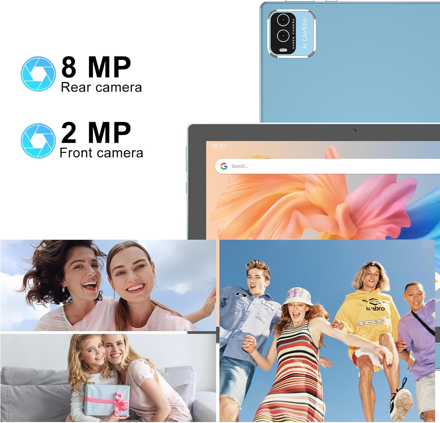 2 in 1 Android Tablet 18GB RAM+128GB ROM Tablets 10 inch Android 15 Tablet Set, Tablets with Keyboard Case Mouse Stylus, 10.1 IN Touch Screen 2MP+8MP Dual Camera 6000 mAh battery Tab 5G WiFi-6 Tableta