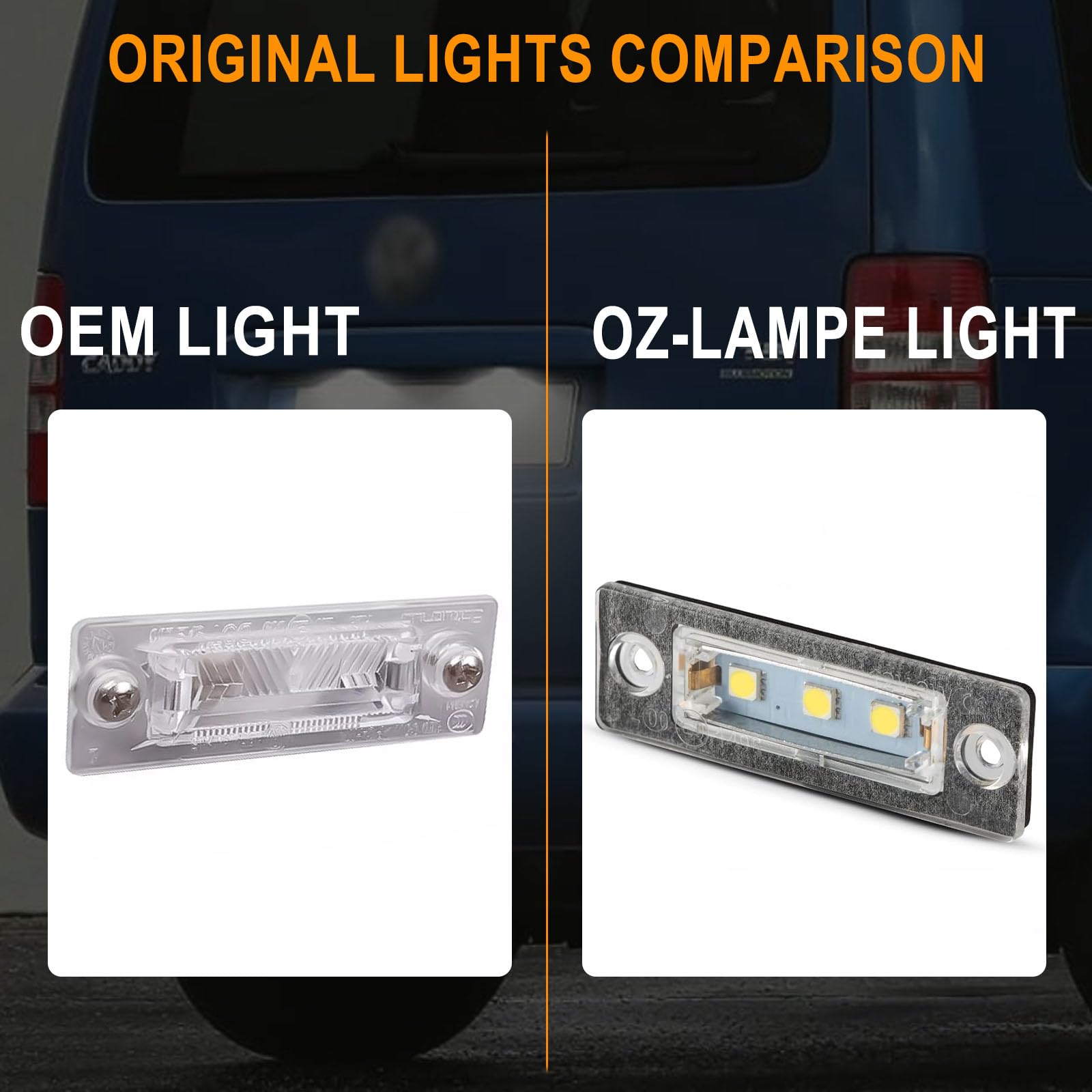 Luci Targa a LED per V-W Caddy 2K Golf Plus 5M1 Jetta 1K2 Passat Limousine 3bg Passat Variant 3C B6 T5 7H 7J Touran 1T1 1T2 1T3, Lampada Targa a LED,2 Pezzi 3 * 5050SMD Canbus