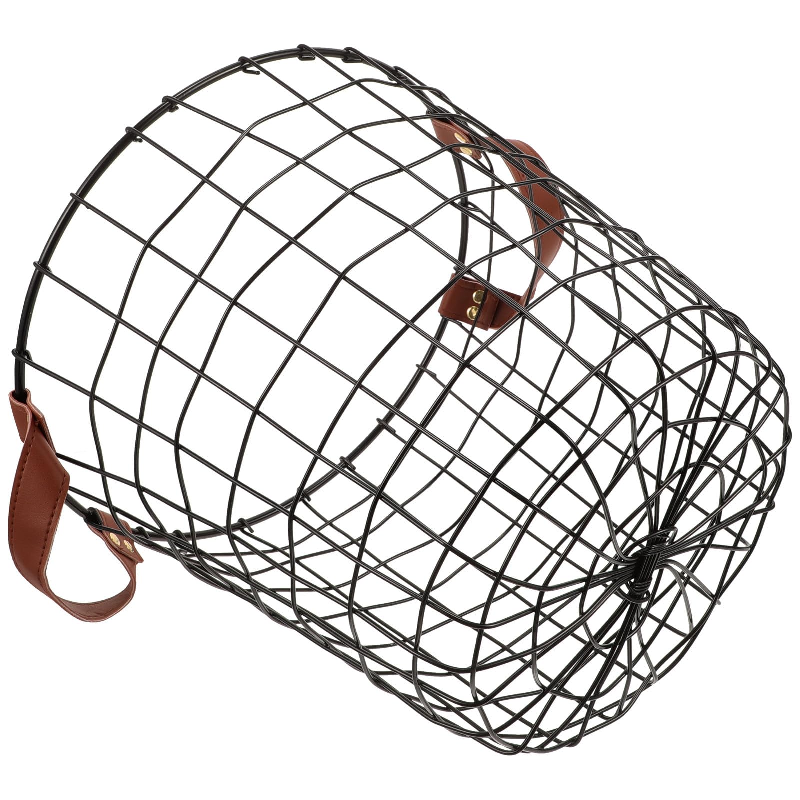 SUPVOX Leñero de Interior de Hierro Grande Asa Plegable, Cesta Metálica para Almacenamiento de Leña, Soporte Resistente para Chimenea y Uso Exterior, Transporte Cómodo para Camping