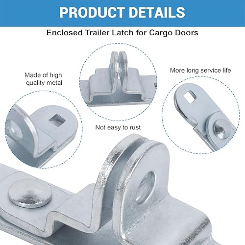 Miniatura 3 de Pestillo de puerta de remolque de carga para rampa, candado de carrera, barra de carrera, mango de bloqueo cerrado para automóvil, paquete de 2