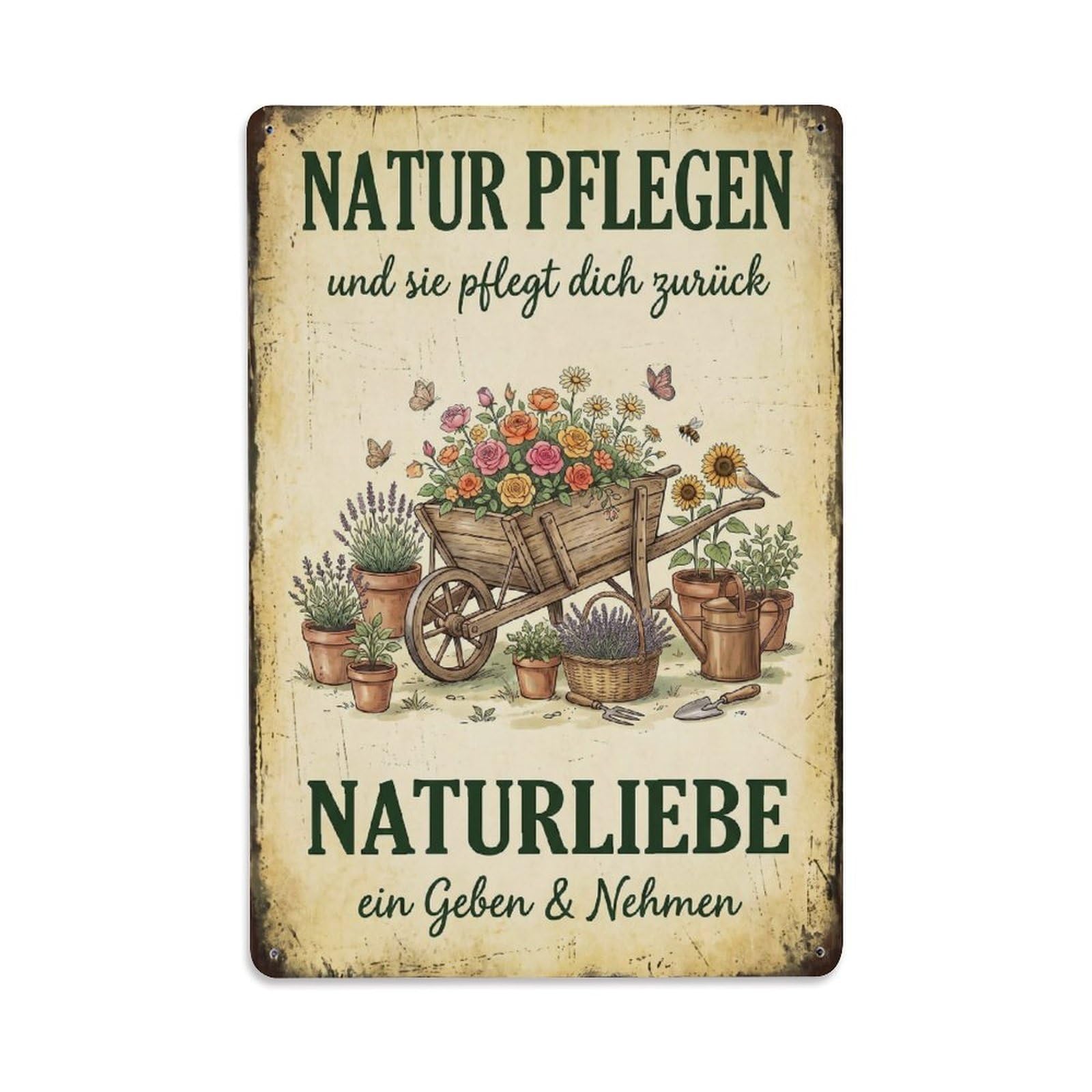 Vintage Funny Garden Nurture Nature Rustic Gate Beautiful Metal Tin Sign Plaque Wall Decor for Cafe, Club Bar, Office, Garden Metal Poster 8x12Inch