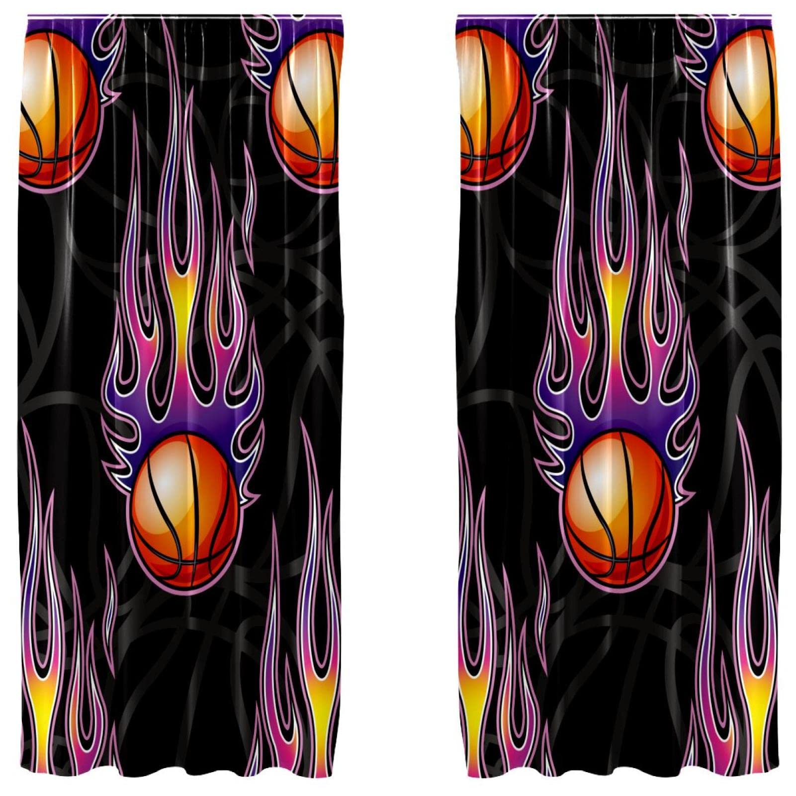 Cortinas opacas de microfibra de baloncesto para habitaciones infantiles y juveniles (2 paneles)
