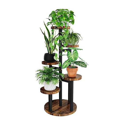 Bamworld Étagère d'angle en métal pour plantes à 5 niveaux