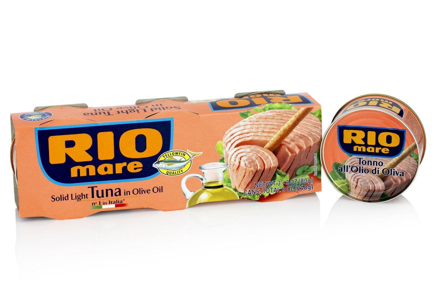 Rio Mare Solid Light Tuna in Olive Oil 3 oz (80 g) Can 3 Pack