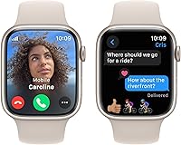 Vista 4 de Apple Reloj Series 9 [GPS + celular, 1.77 pulgadas] - Estuche Starlight con correa deportiva Starlight, S/M (renovado)