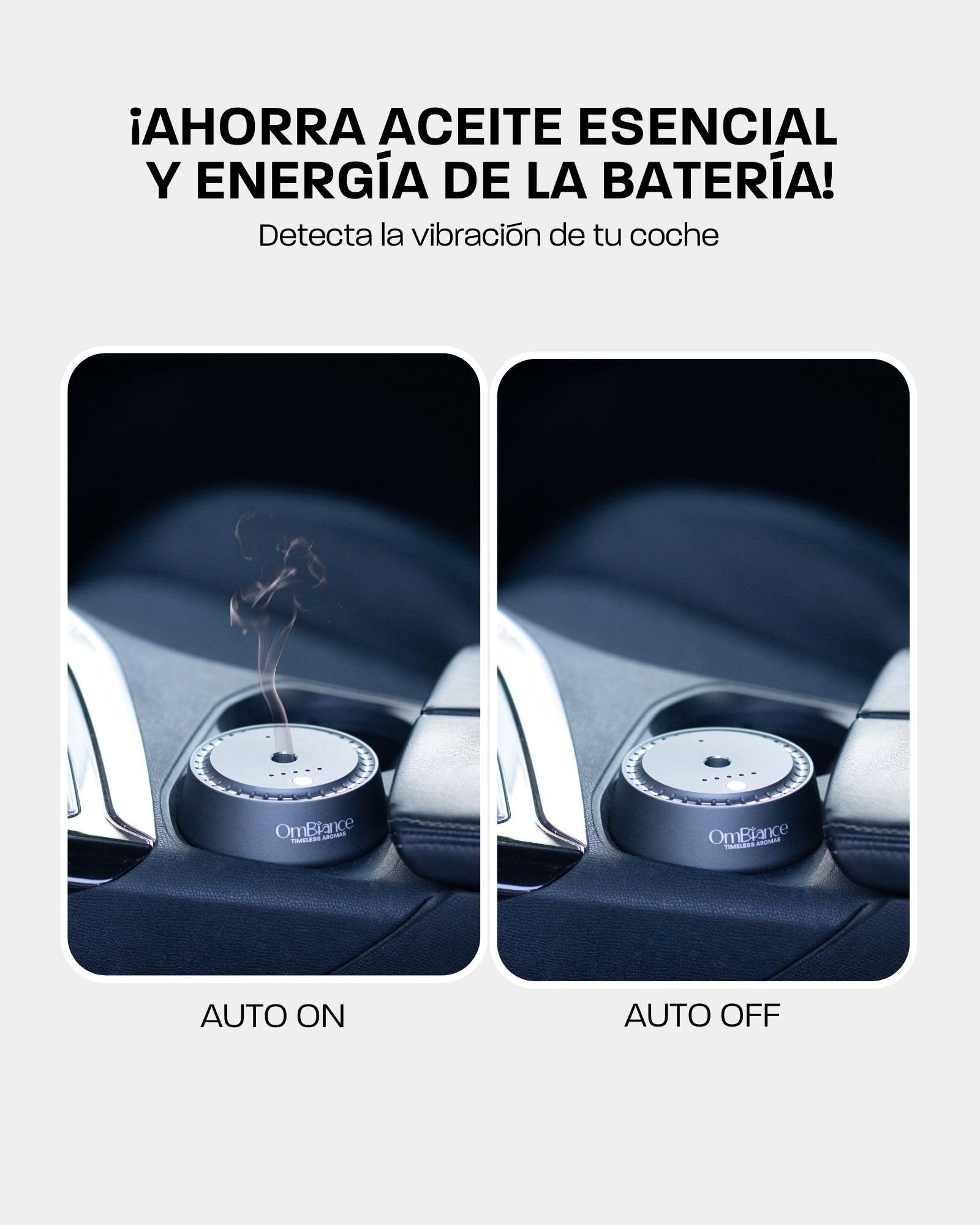 Ambientador Coche | Difusor de Aceites Esenciales, ON/OFF Automático, Accesorios Coche Fragancia Incluida | Eliminador de Olores Coche 6X más Beneficios Aromaterapia (Om22 | Connection)