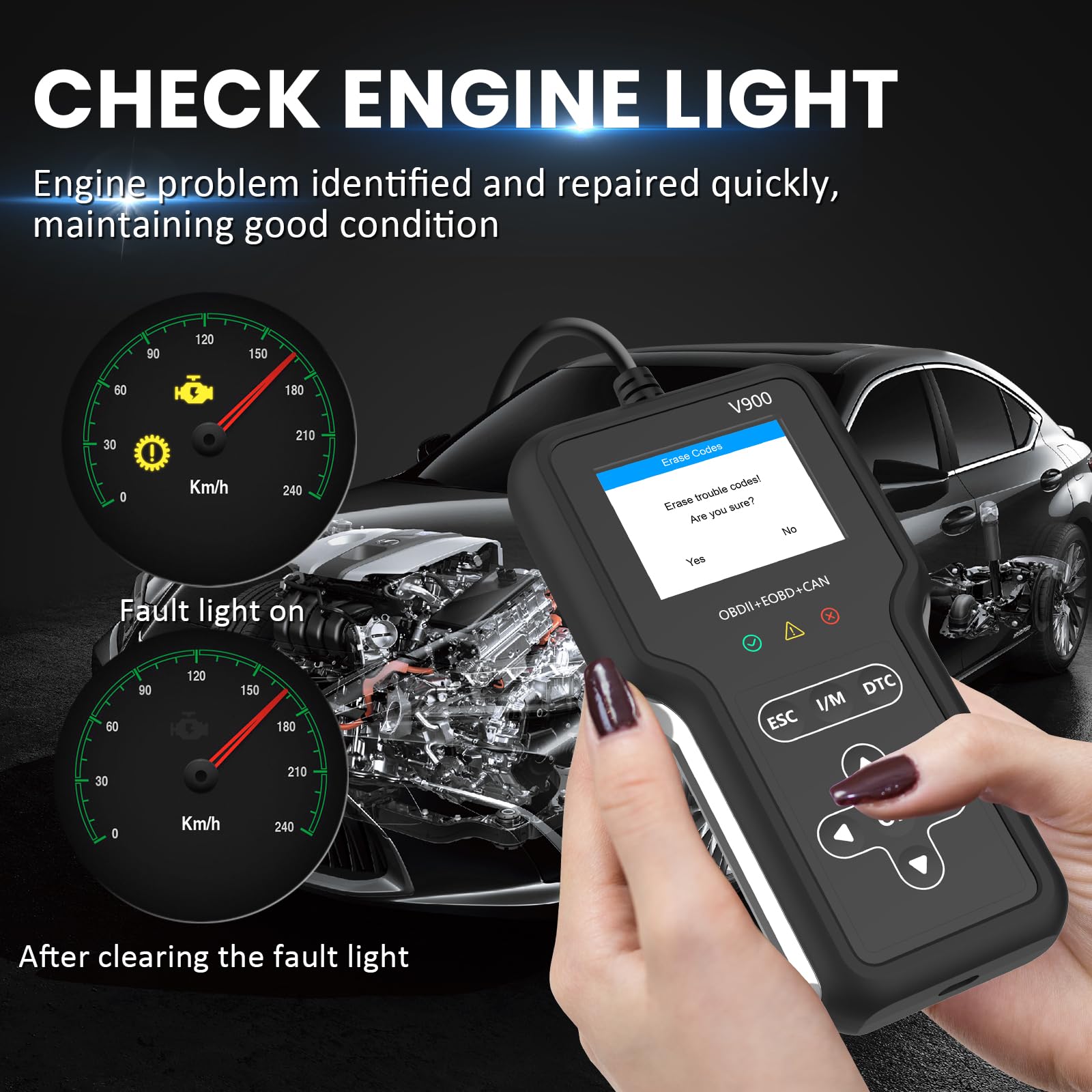D-Lumina V900 OBD2 Autodiagnosegerät - Fehlercode Leser Mit Farbdisplay Für Alle Fahrzeuge