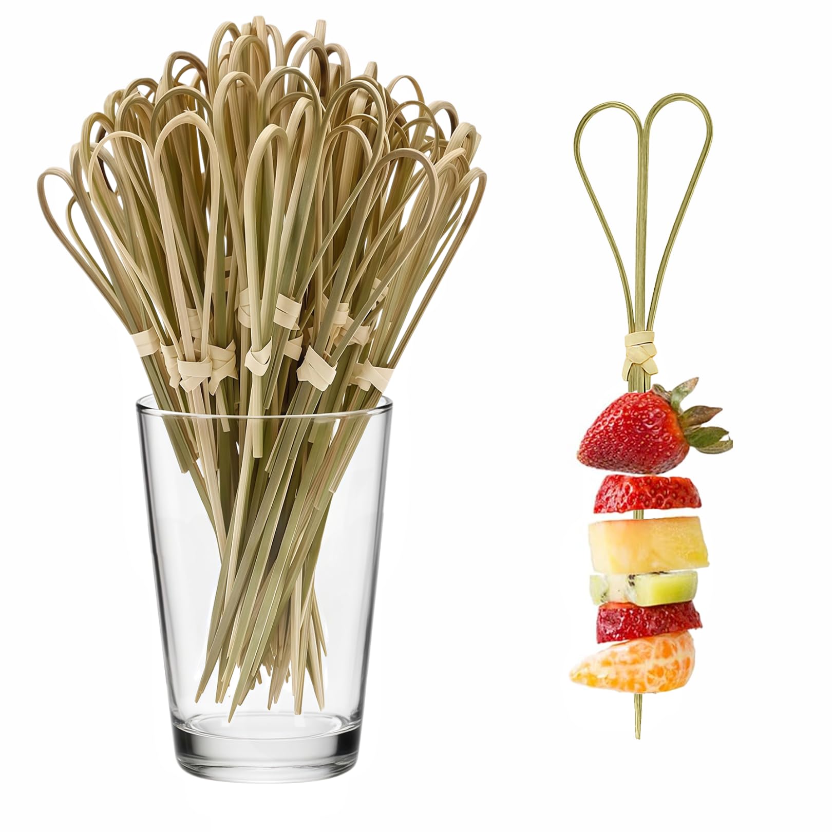 Solihigh Bamboo Cocktail Sticks Set of 100 Small Bamboo Skewers 12 cm, Bamboo Toothpicks Cocktail Garnish Stick for Drinks, Canapes, Appetizers Food Party Supplies 12cm (Natural) โ image 1