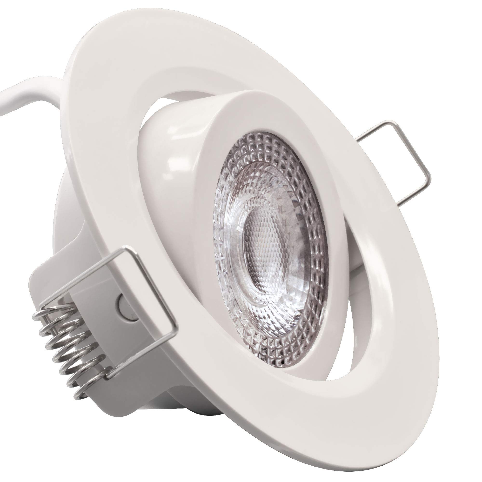 Maxkomfort LED Einbaustrahler Weiß 230V dimmbar 12x 5W 365lm warmweiß ultraflach schwenkbar Ø72mm Deckenspot für Küche Wohnzimmer Flur LED Spots Energieklasse F Lumax