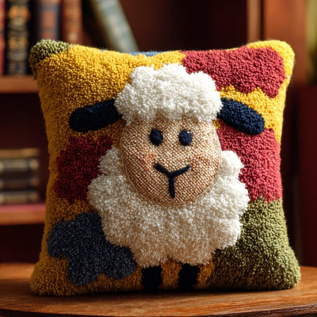 AxiangziK Latch Hook Cushion Kits,Cartoon DIY Needlework Pillow Cover Cushion Rug Making Kit,17X17Inch Handmade Embroidery Kits, Decorative Throw Pillow Cover for Sofa Cushions, Bedroom Decor