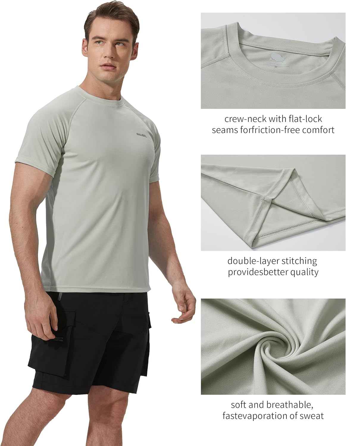 Men's Rash Guard Swim Shirts Short Sleeve UV Sun Protection Quick Dry UPF 50+ SPF Fishing Beach Water Shirt - Image 3