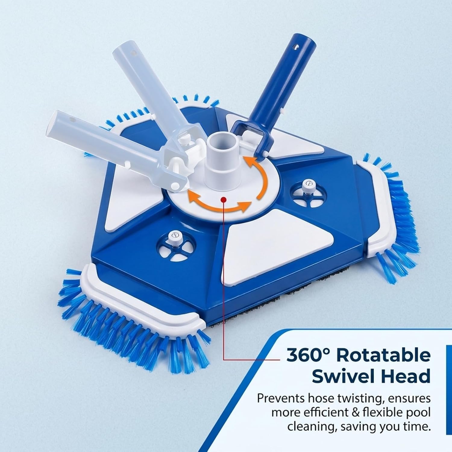 Pool Brush Head, Pool Vacuum Head with Bottom Brush, Swivel Manual for Inground & Above Ground Pools