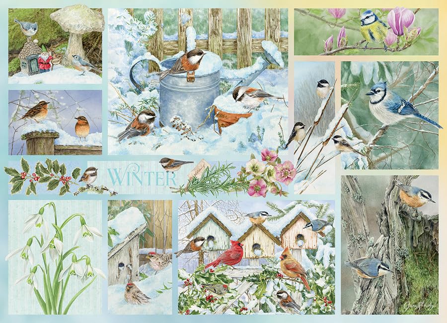 Cobble Hill 500 Piece Puzzle -Garden Birds in Winter - Sample Poster Included, 26.625" x 19.25" - Image 3